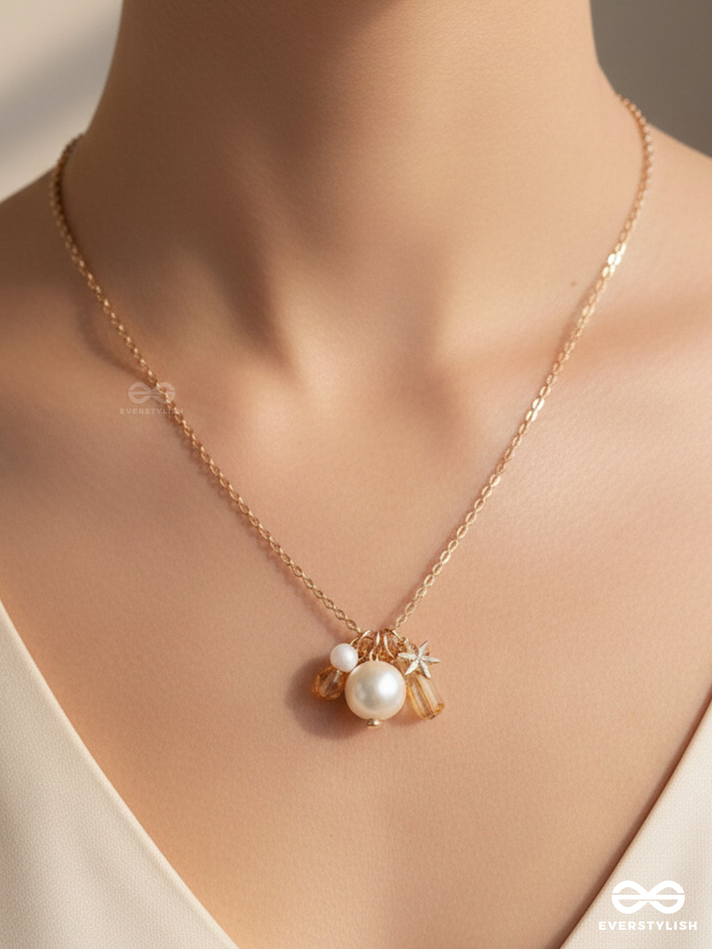 A Piece Of Sky- Golden Pearl Necklace With Anti-Tarnish Coating