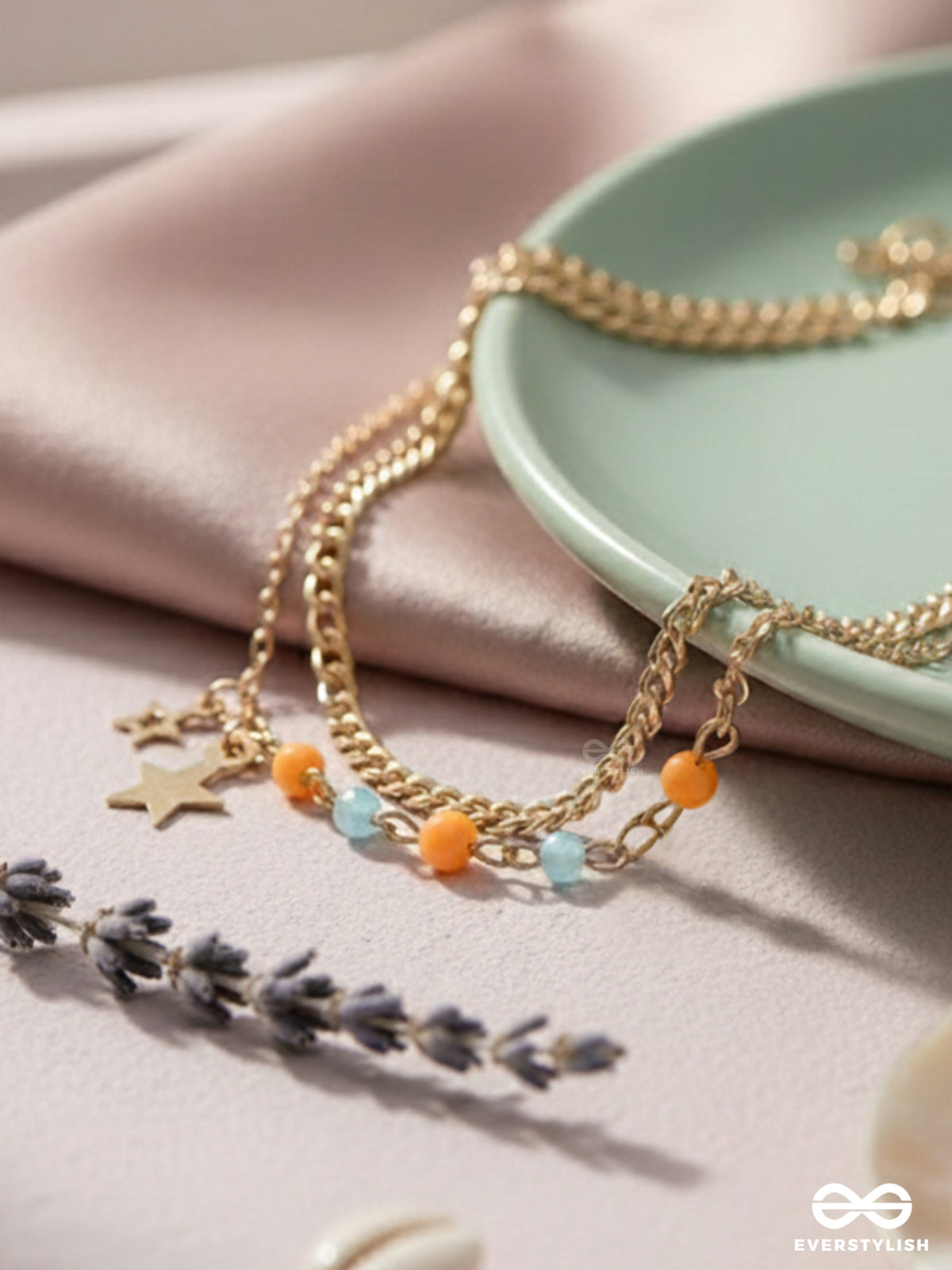 The Lucky Stars- Golden Beads Layered Anklet