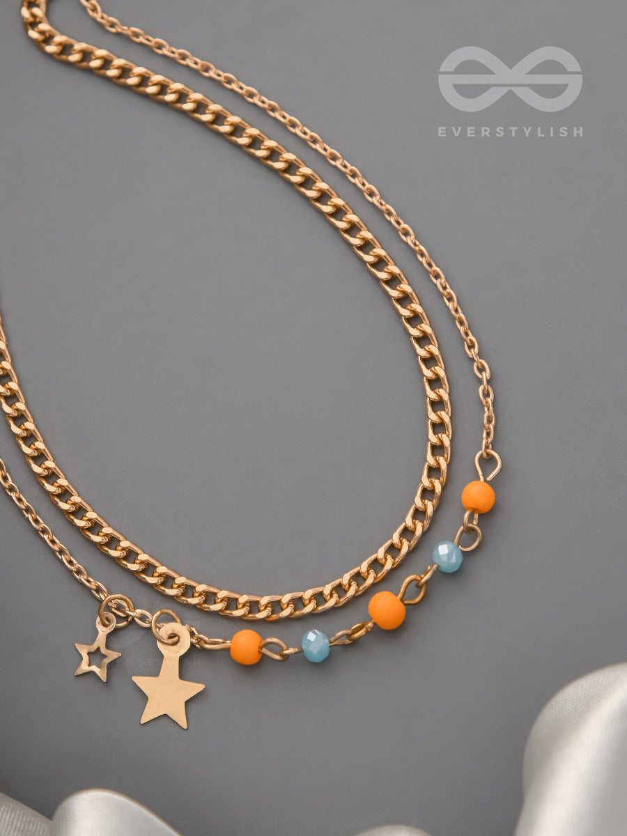 The Lucky Stars- Golden Beads Layered Anklet