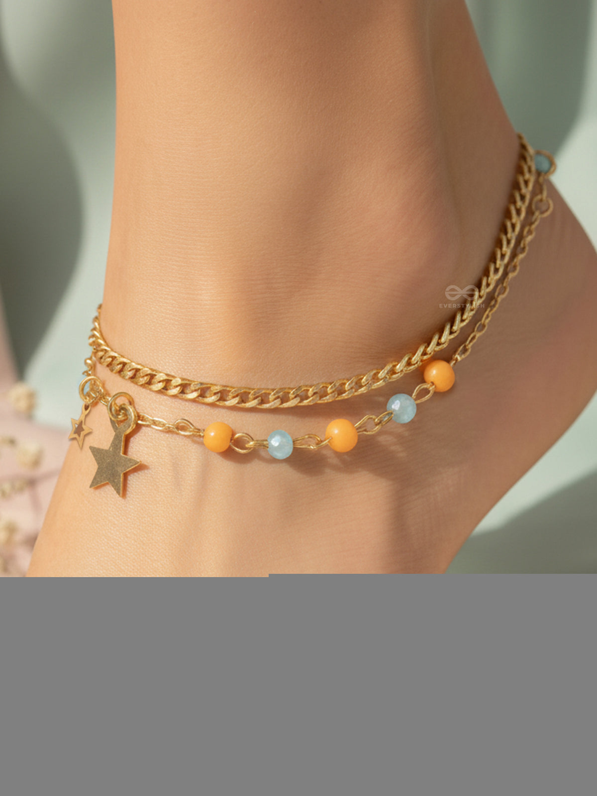 The Lucky Stars- Golden Beads Layered Anklet