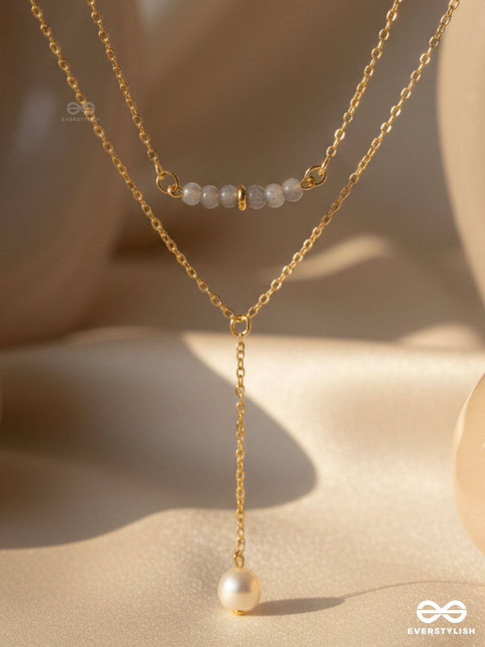 The Drowned Moon- Golden Pearl Layered Necklace With Anti-Tarnish Coating
