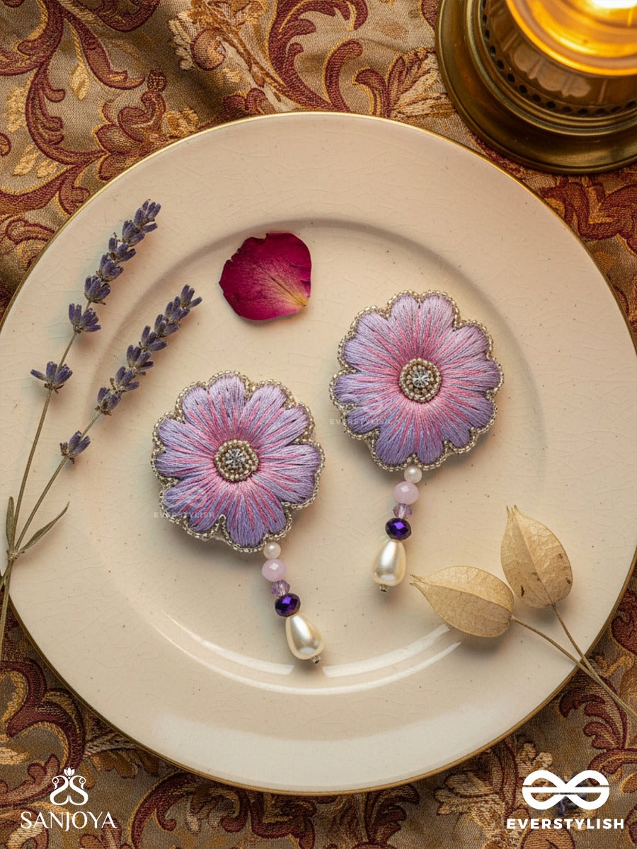Manika- The Beautiful Flower- Resham And Pearl Drops Embroidered Earrings