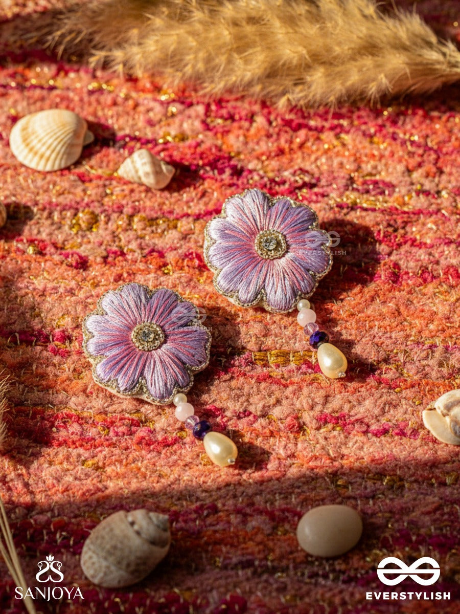 Manika- The Beautiful Flower- Resham And Pearl Drops Embroidered Earrings