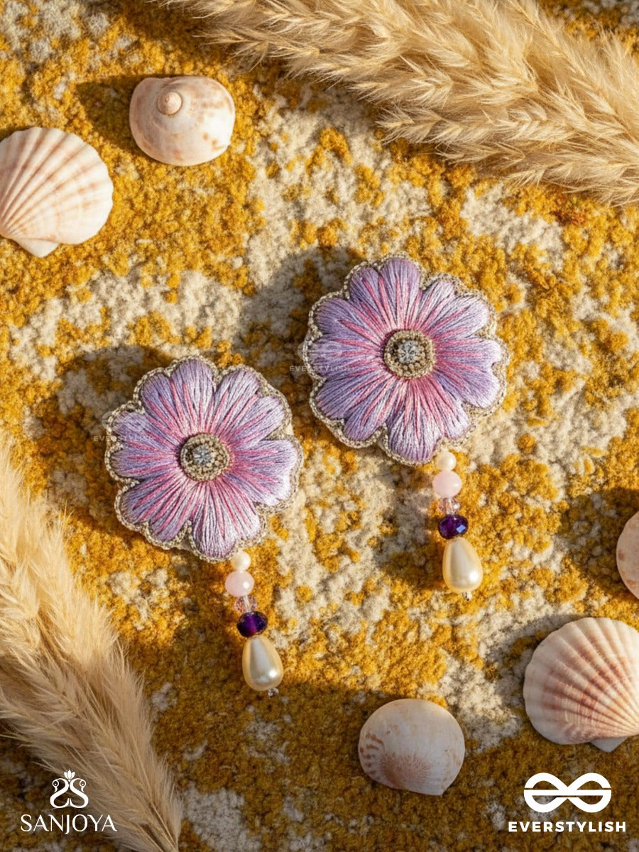 Manika- The Beautiful Flower- Resham And Pearl Drops Embroidered Earrings