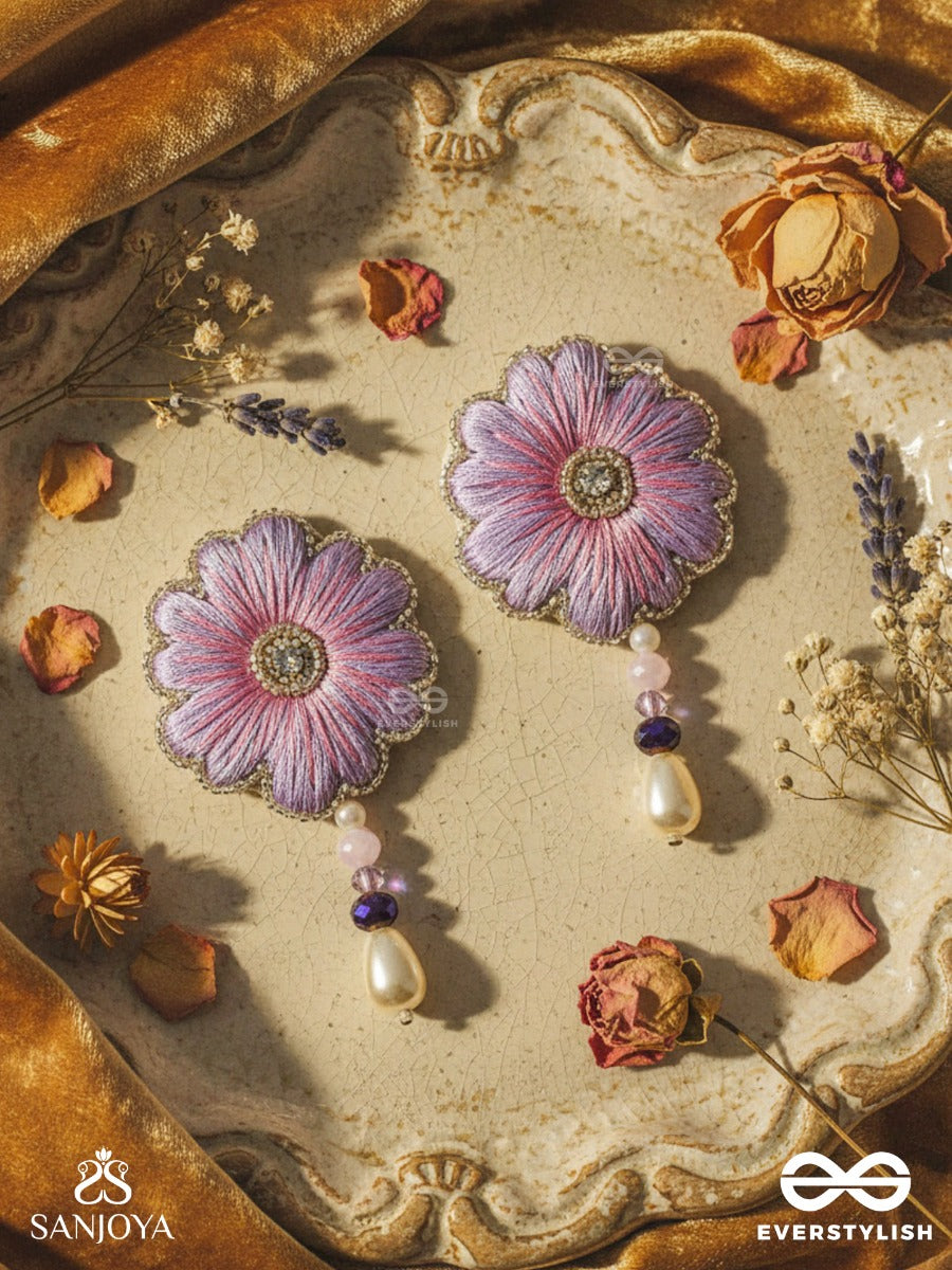 Manika- The Beautiful Flower- Resham And Pearl Drops Embroidered Earrings
