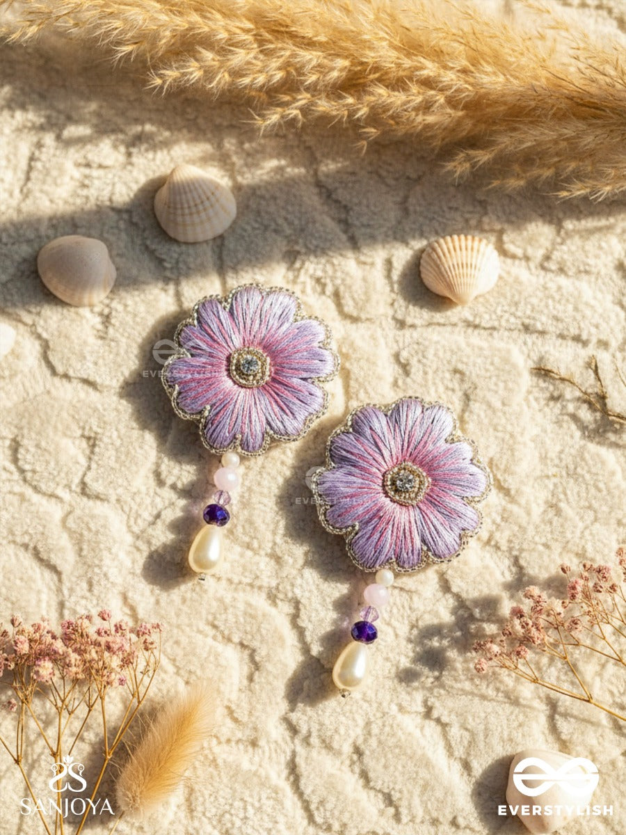 Manika- The Beautiful Flower- Resham And Pearl Drops Embroidered Earrings