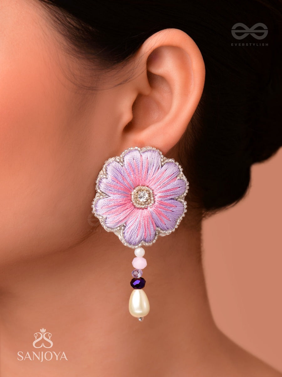 Manika- The Beautiful Flower- Resham And Pearl Drops Embroidered Earrings