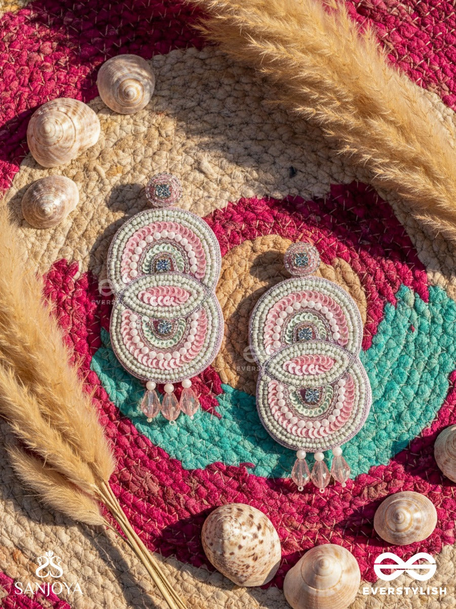 Dwaidha- The Dual- Stones, Sequins And Beads Embroidered Earrings