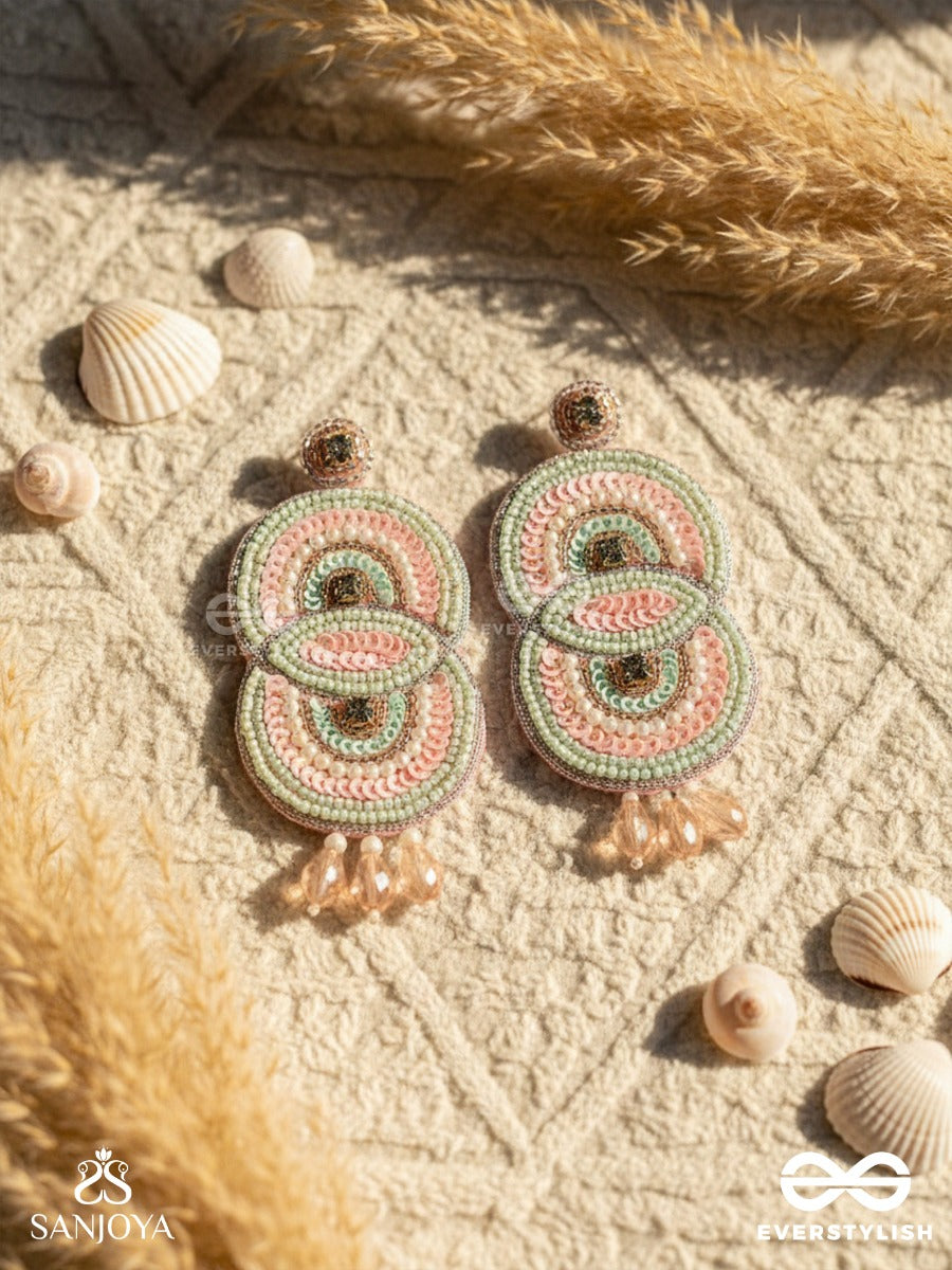 Dwaidha- The Dual- Stones, Sequins And Beads Embroidered Earrings