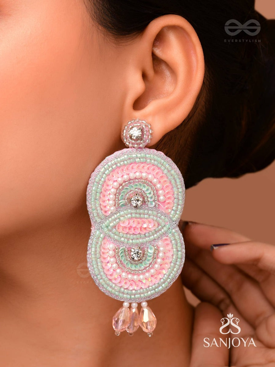 Dwaidha- The Dual- Stones, Sequins And Beads Embroidered Earrings
