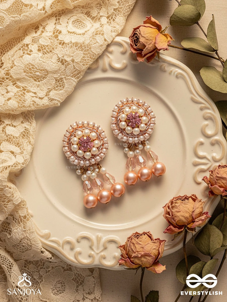 Lavana- The Graceful- Pearls And Glass Beads Embroidered Earrings