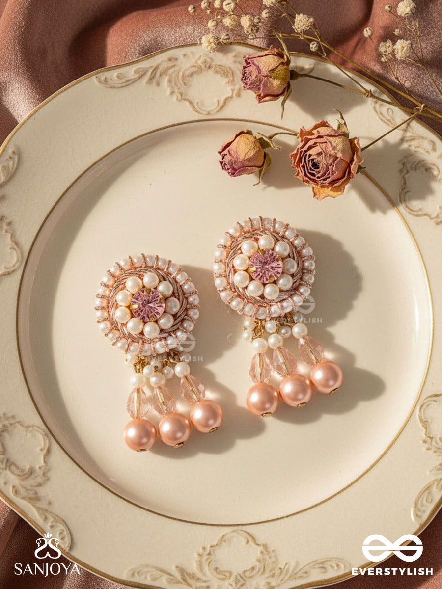 Lavana- The Graceful- Pearls And Glass Beads Embroidered Earrings