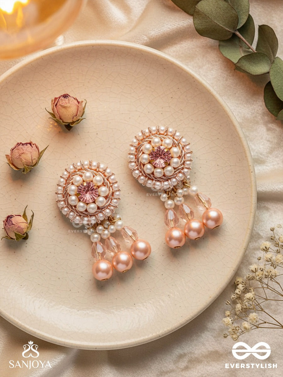 Lavana- The Graceful- Pearls And Glass Beads Embroidered Earrings