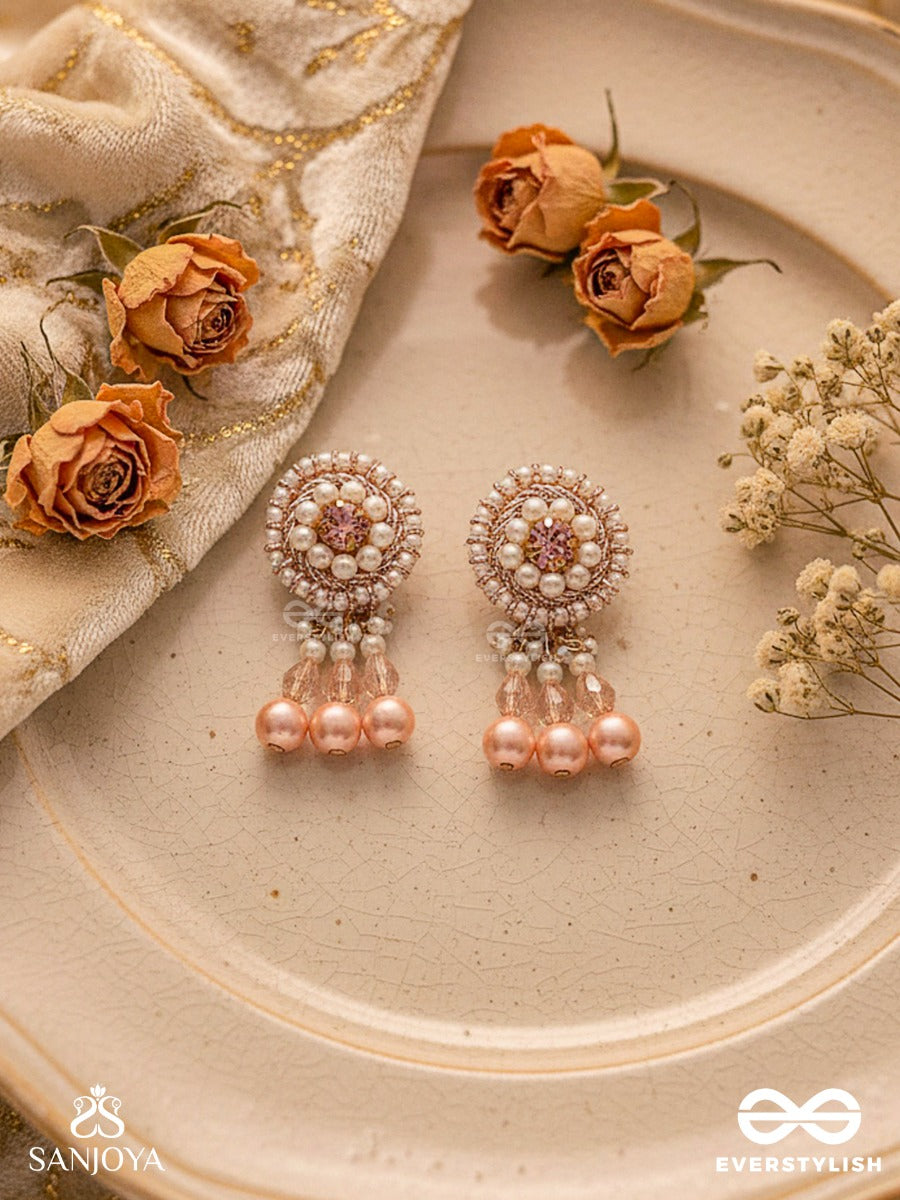 Lavana- The Graceful- Pearls And Glass Beads Embroidered Earrings