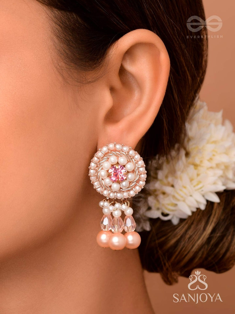 Lavana- The Graceful- Pearls And Glass Beads Embroidered Earrings