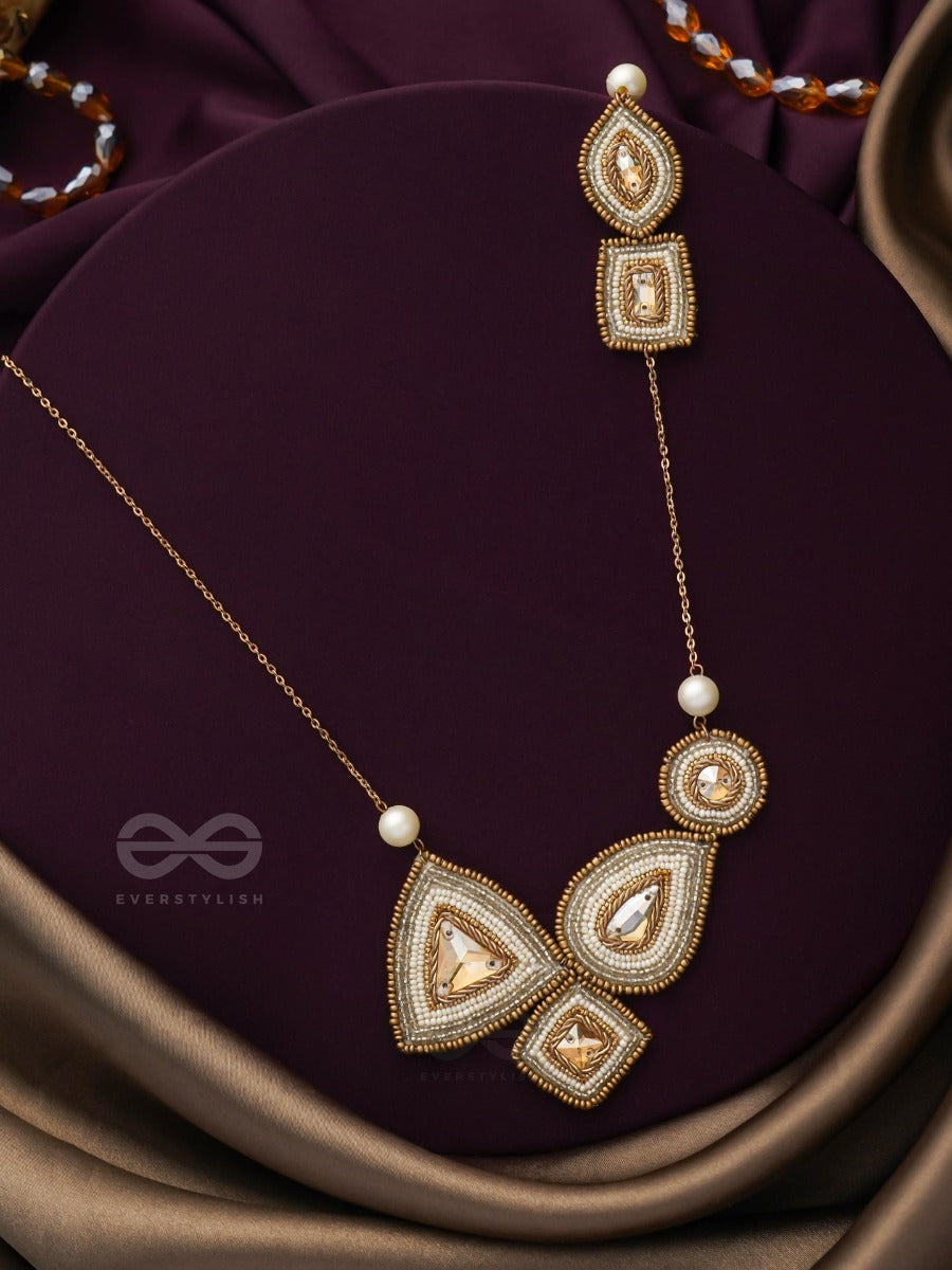 Dwista- The Copper Beauty- Beads And Stones Embroidered Necklace With Anti-Tarnish Coating