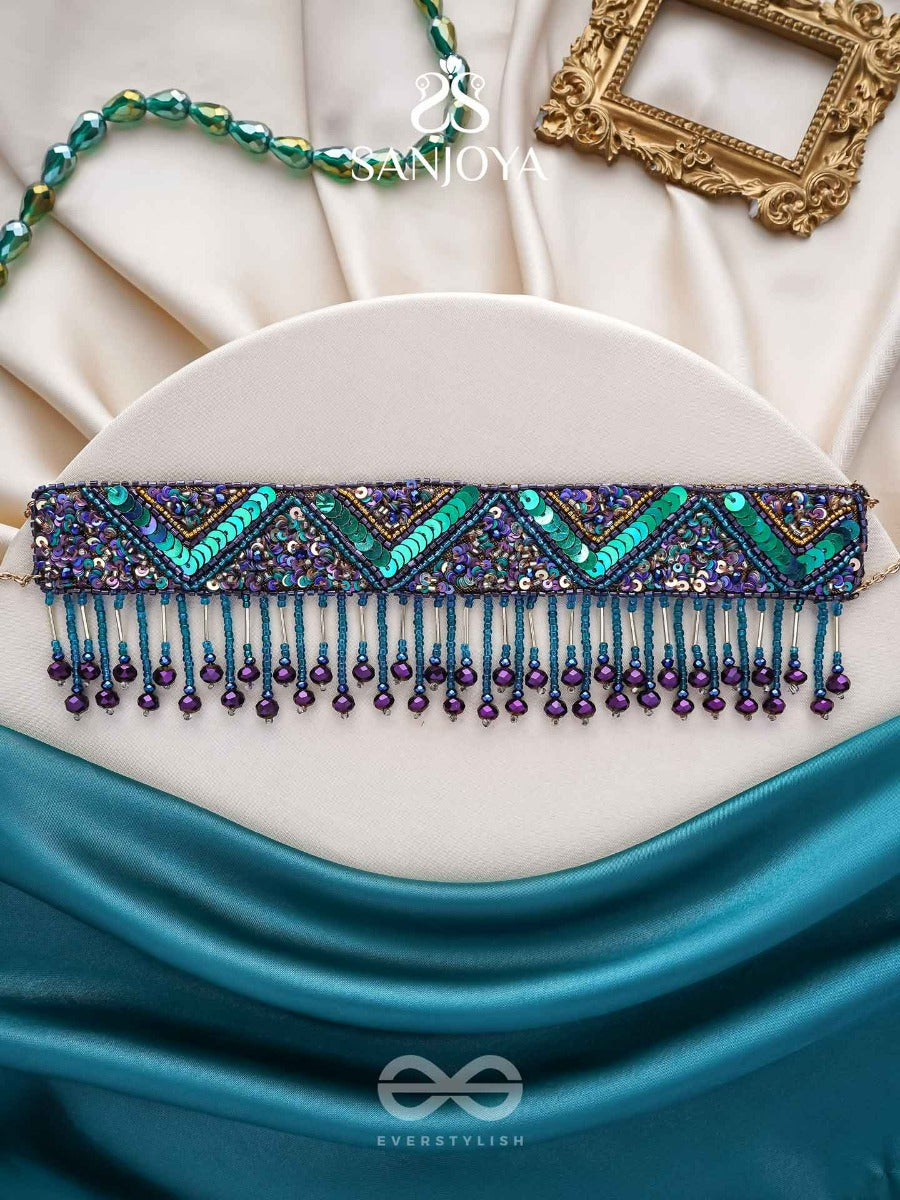 Sarvari - The Starry Night - Beads, Sequins And Cutdana Hand Embroidered Choker Neckpiece