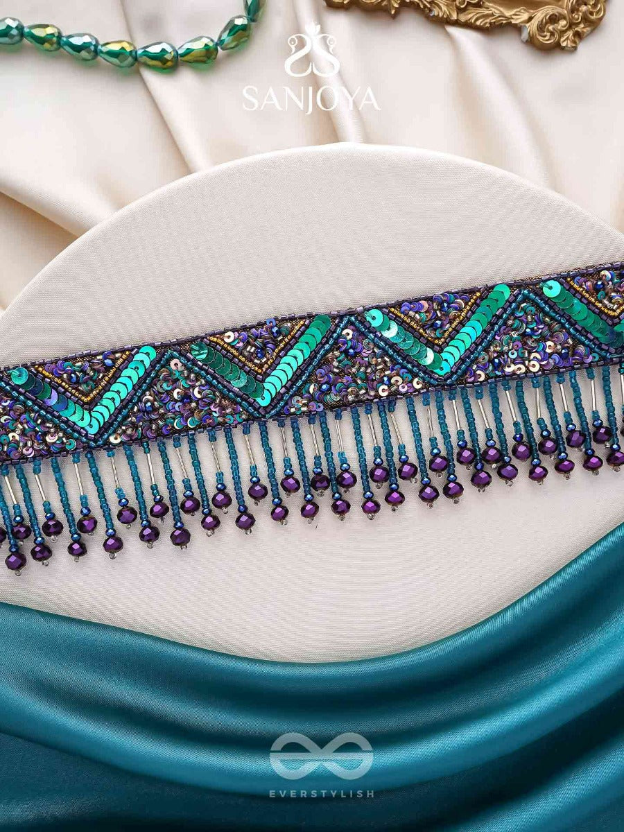 Sarvari - The Starry Night - Beads, Sequins And Cutdana Hand Embroidered Choker Neckpiece