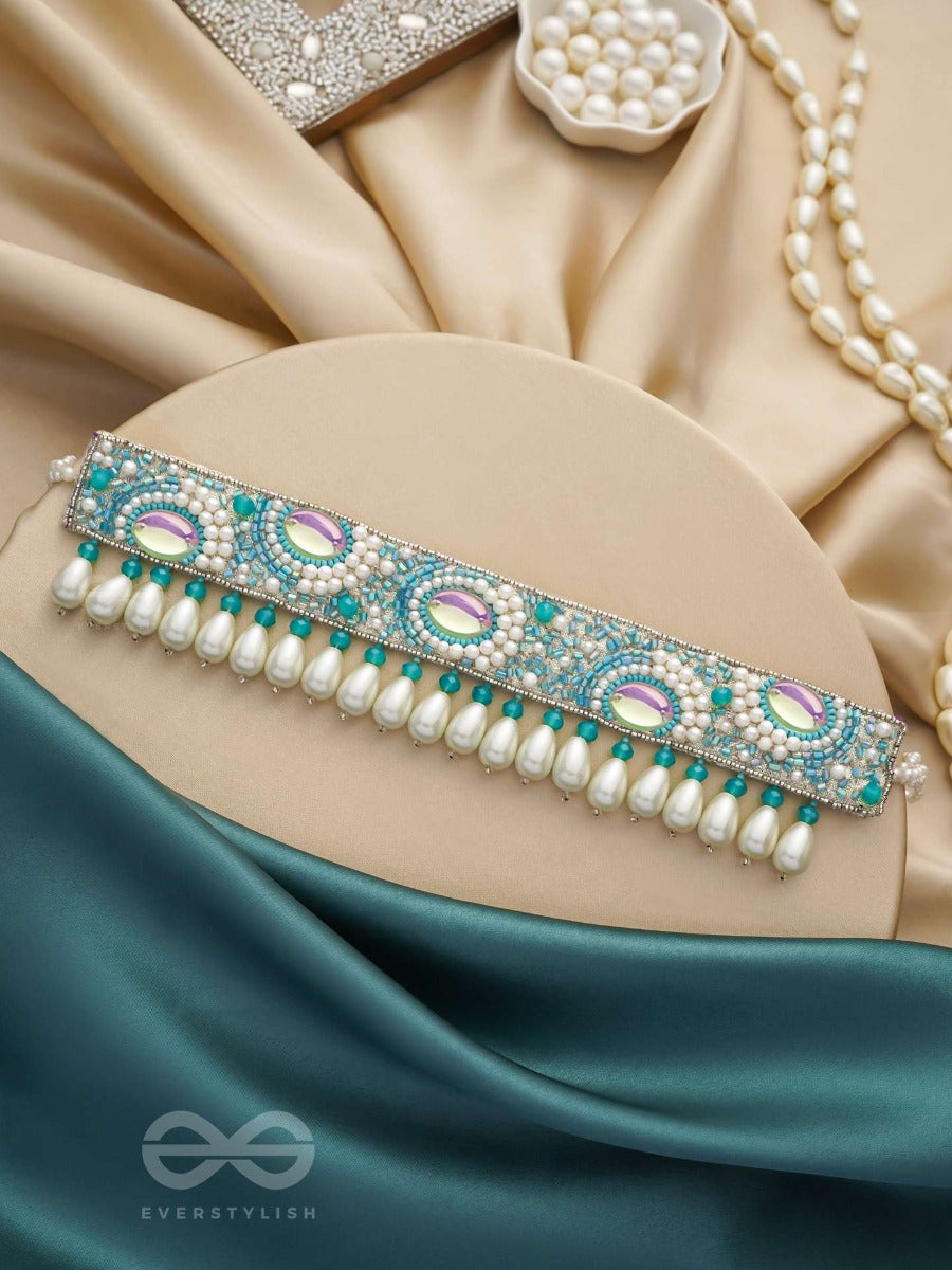 Jalakrit- The Rainy Clouds- Pearls And Stones Embroidered Choker Necklace