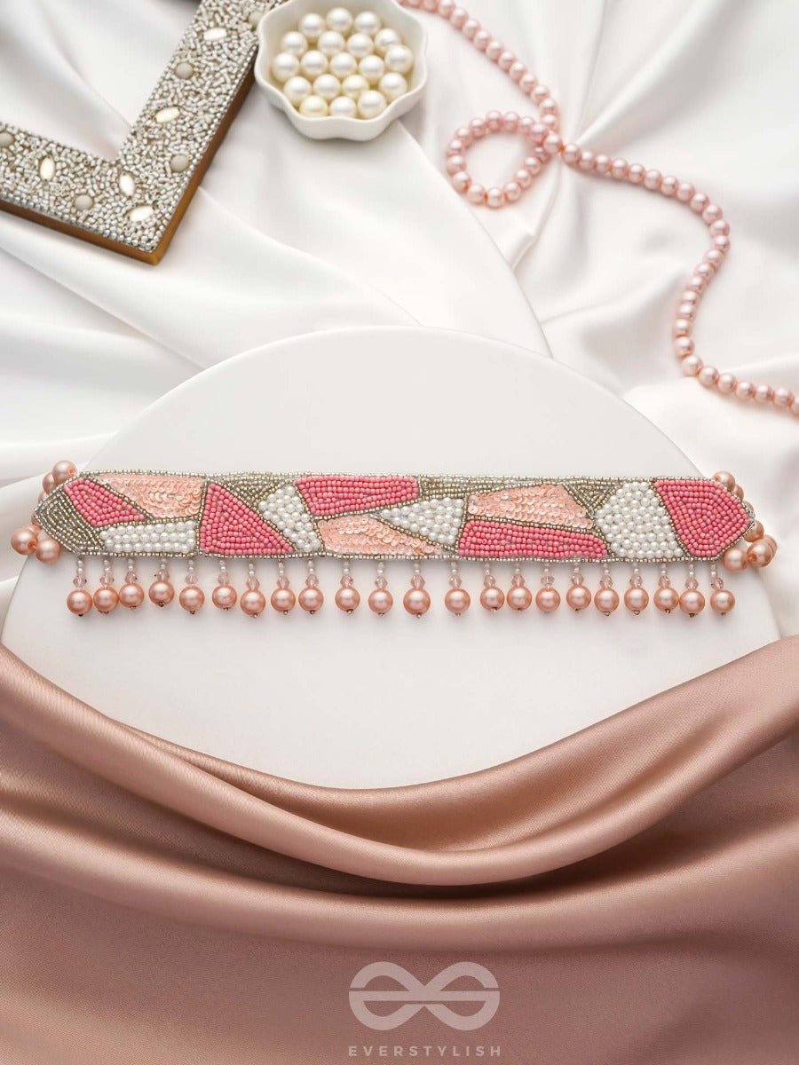 Kanishthika- The Mesmerizing Pink- Pearls, Sequins And Beads Embroidered Choker Necklace