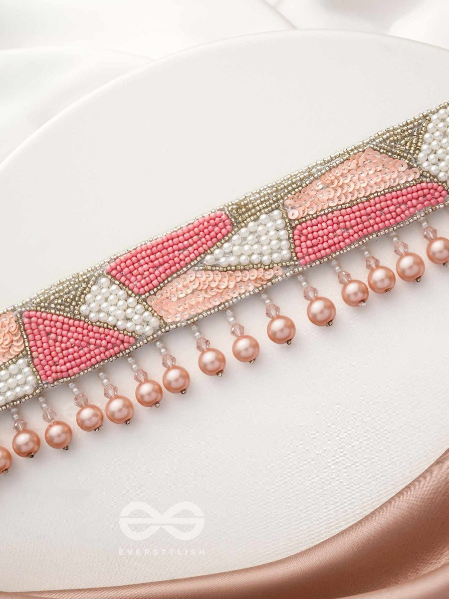 Kanishthika- The Mesmerizing Pink- Pearls, Sequins And Beads Embroidered Choker Necklace