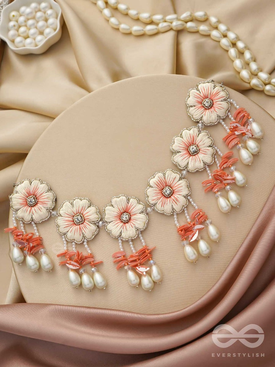 Vinirmita- The Beautiful Garden- Resham, Pearls And Stones Embroidered Choker Necklace