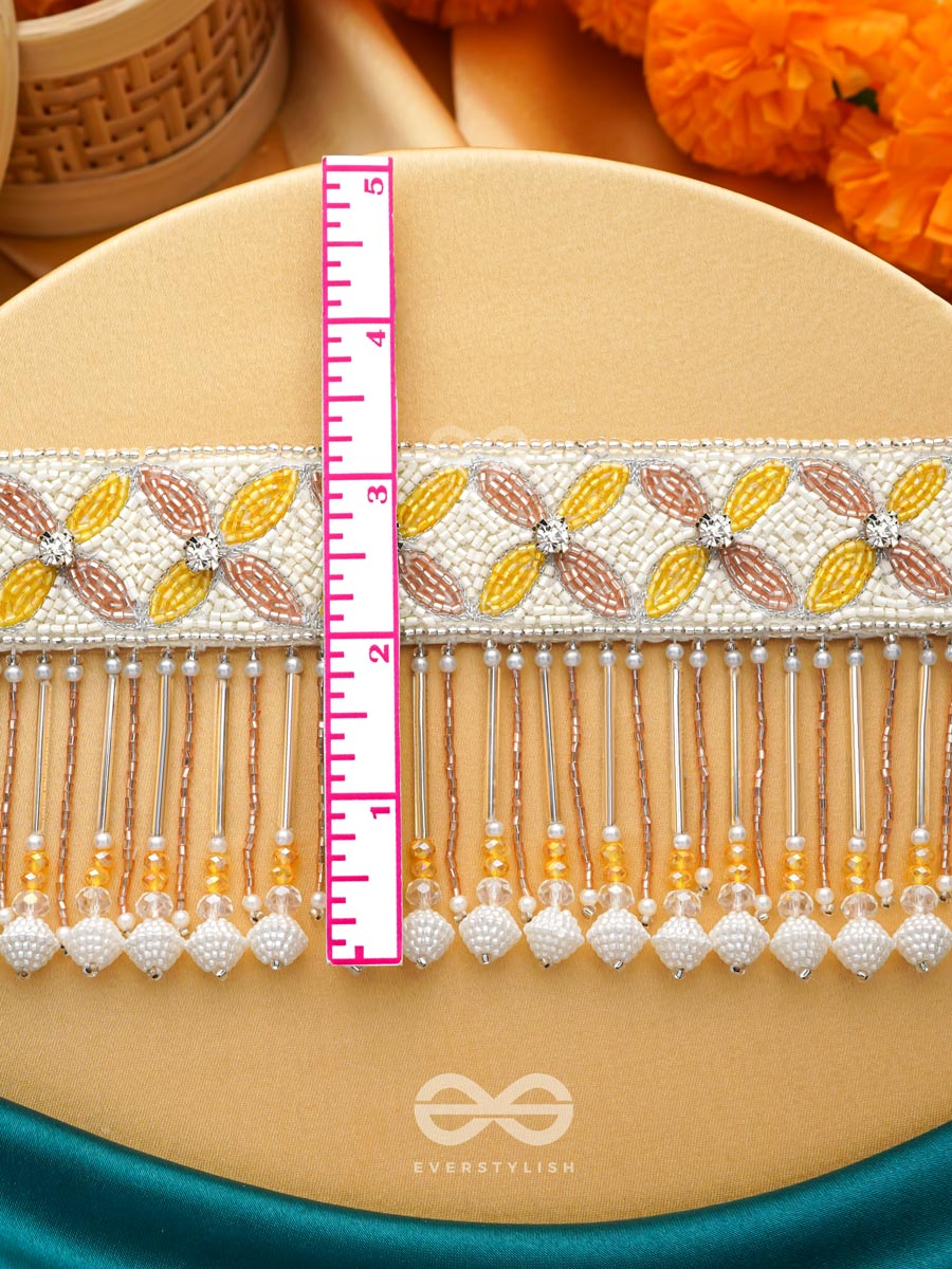 Ajathya- The Yellow Jasmine- Stones And Glass Beads Embroidered Choker Necklace