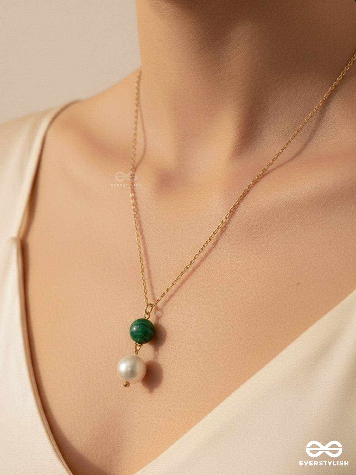 Flora N Fauna- Golden Pearl Necklace With Anti-Tarnish Coating
