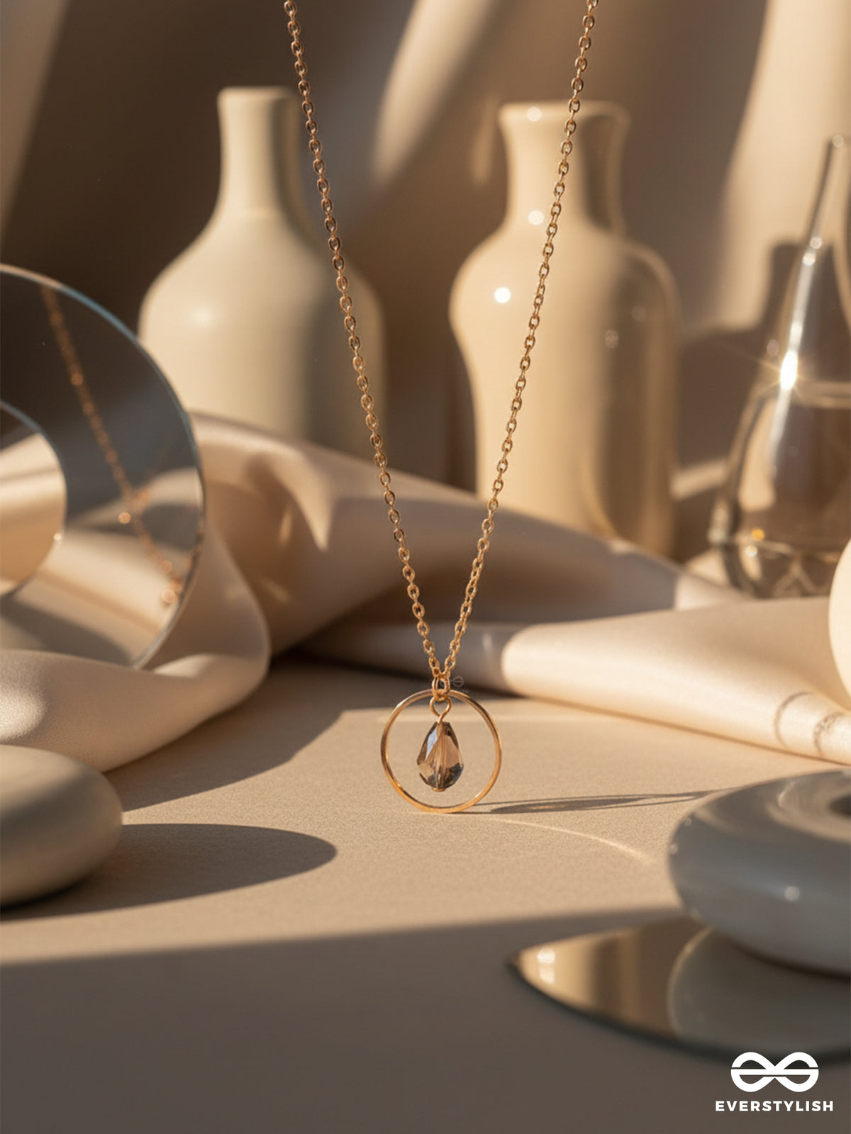 The Third Eye- Golden Bead Necklace With Anti-Tarnish Coating