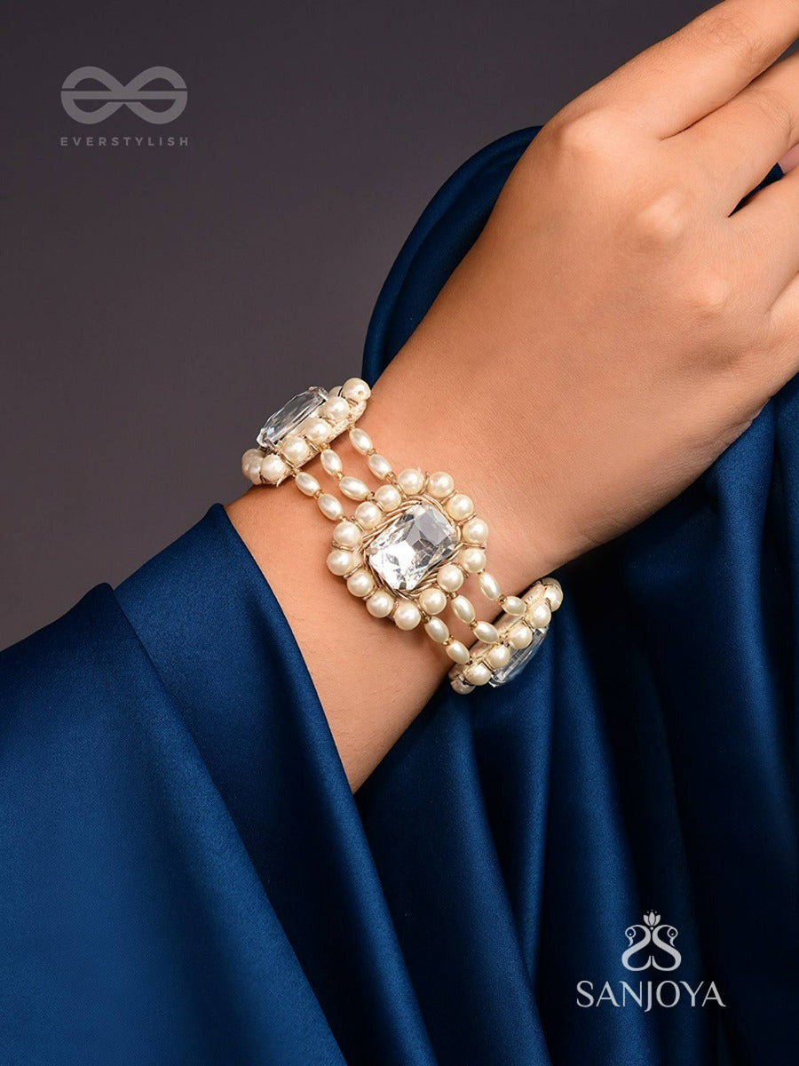Bhaamin- The Blazing Light- Stone And Dabka Embroidered Bracelet