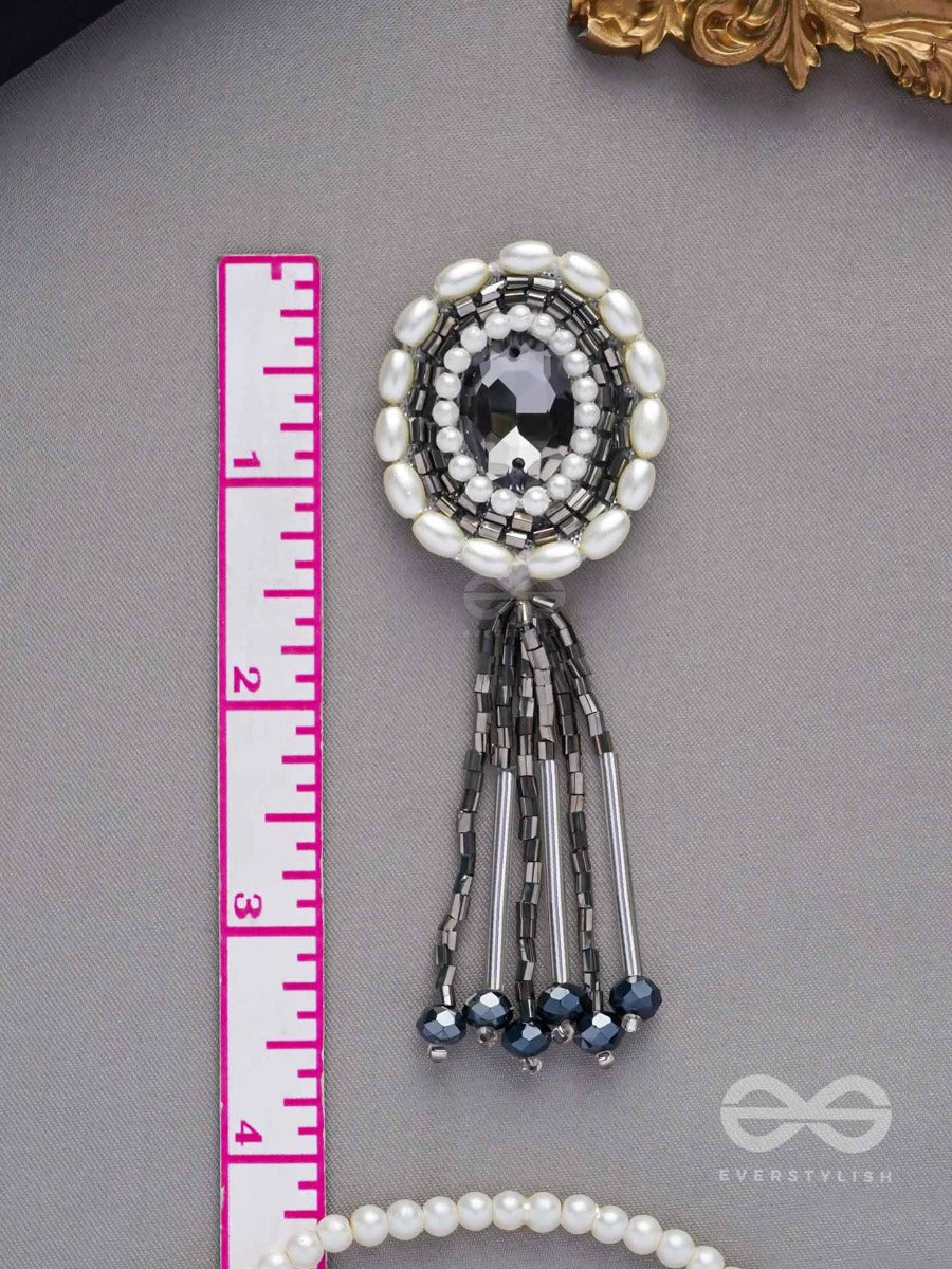 Mukuraya- The Tinged Mirror- Pearls, Stones And Glass Beads Embroidered Earrings