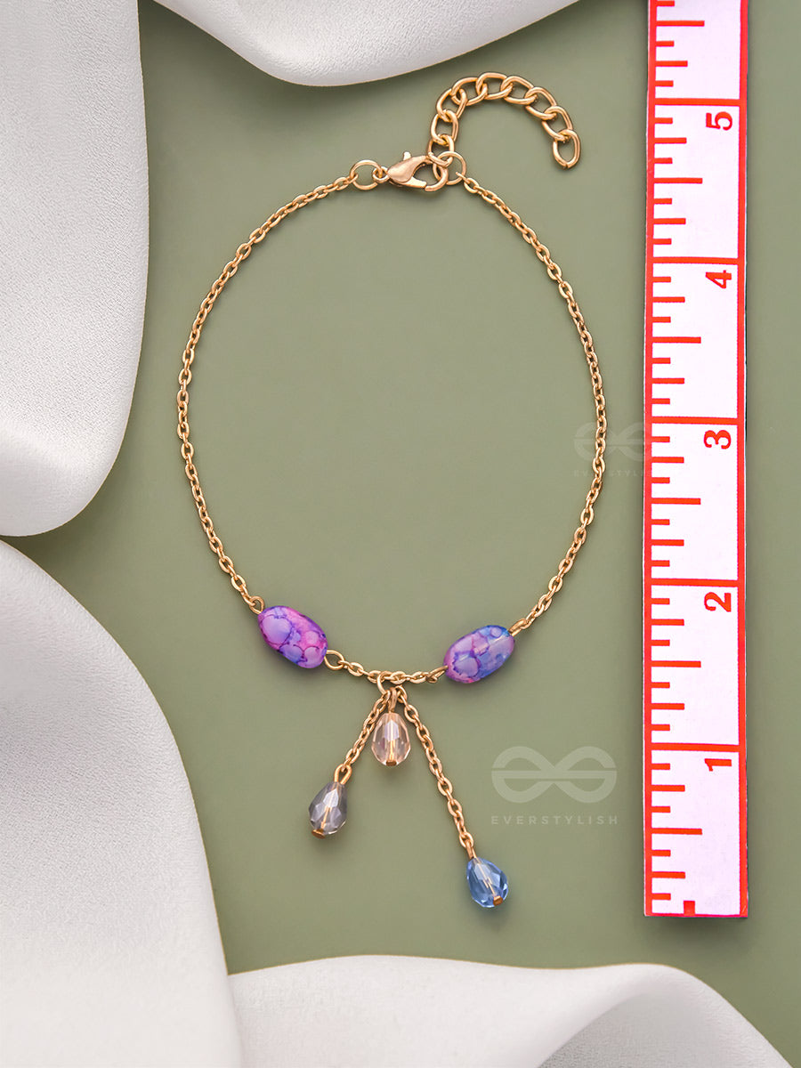 The Purple Moon- Golden Stones And Beads Bracelet
