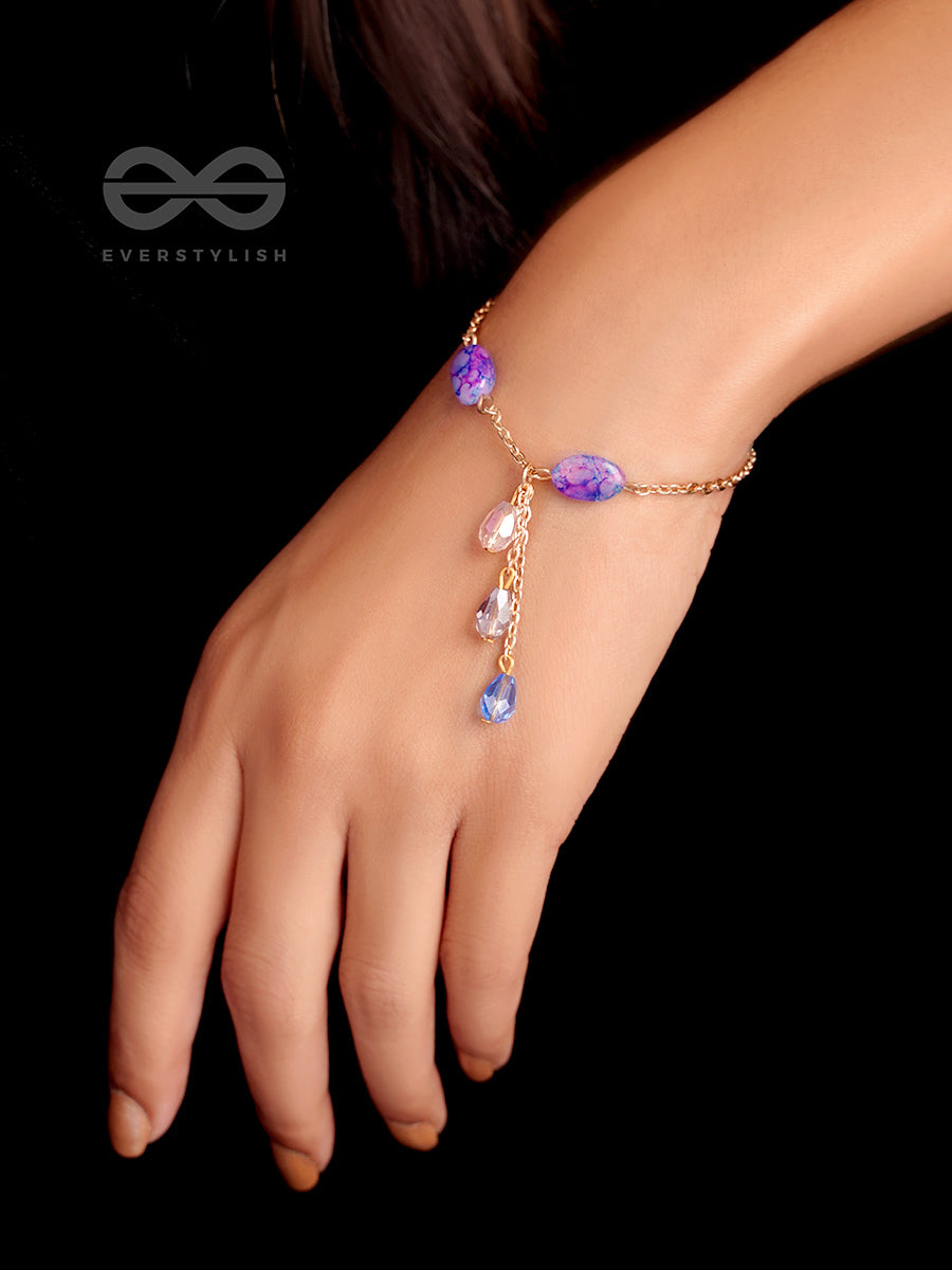 The Purple Moon- Golden Stones And Beads Bracelet