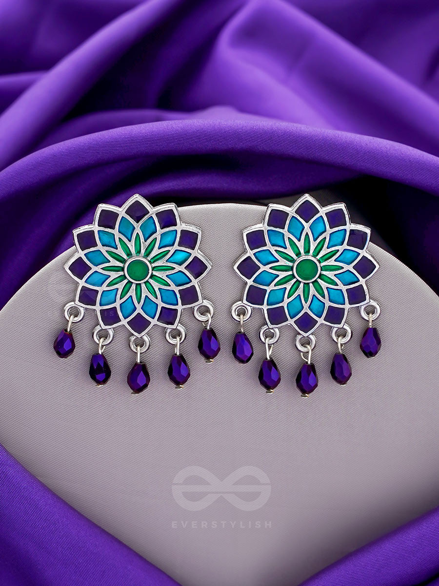 The Midnight Sun- Silver Enamelled Earrings