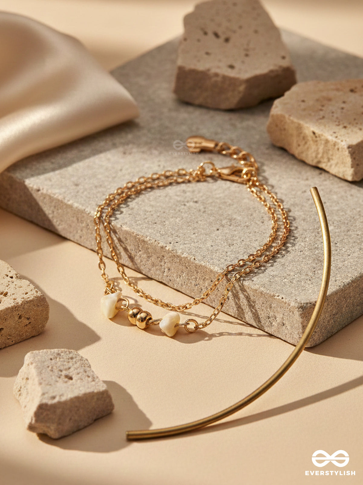 Carved In Stone- Golden Layered Bracelet