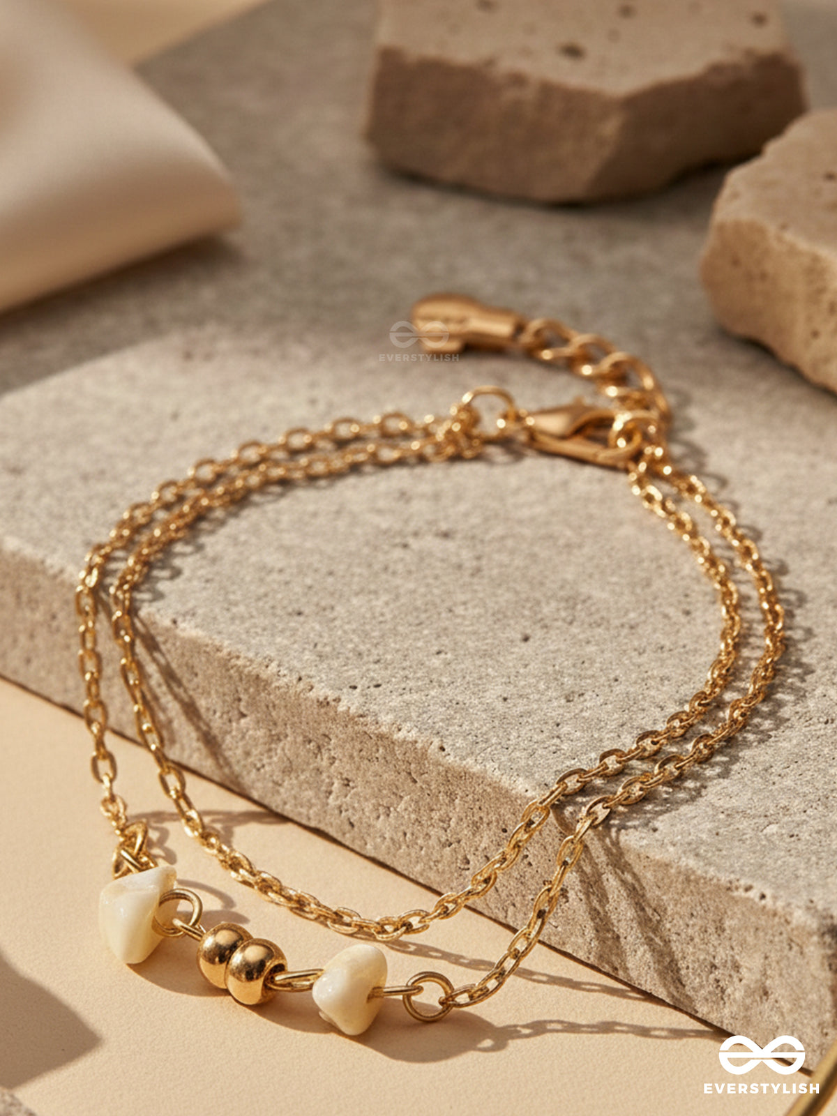 Carved In Stone- Golden Layered Bracelet