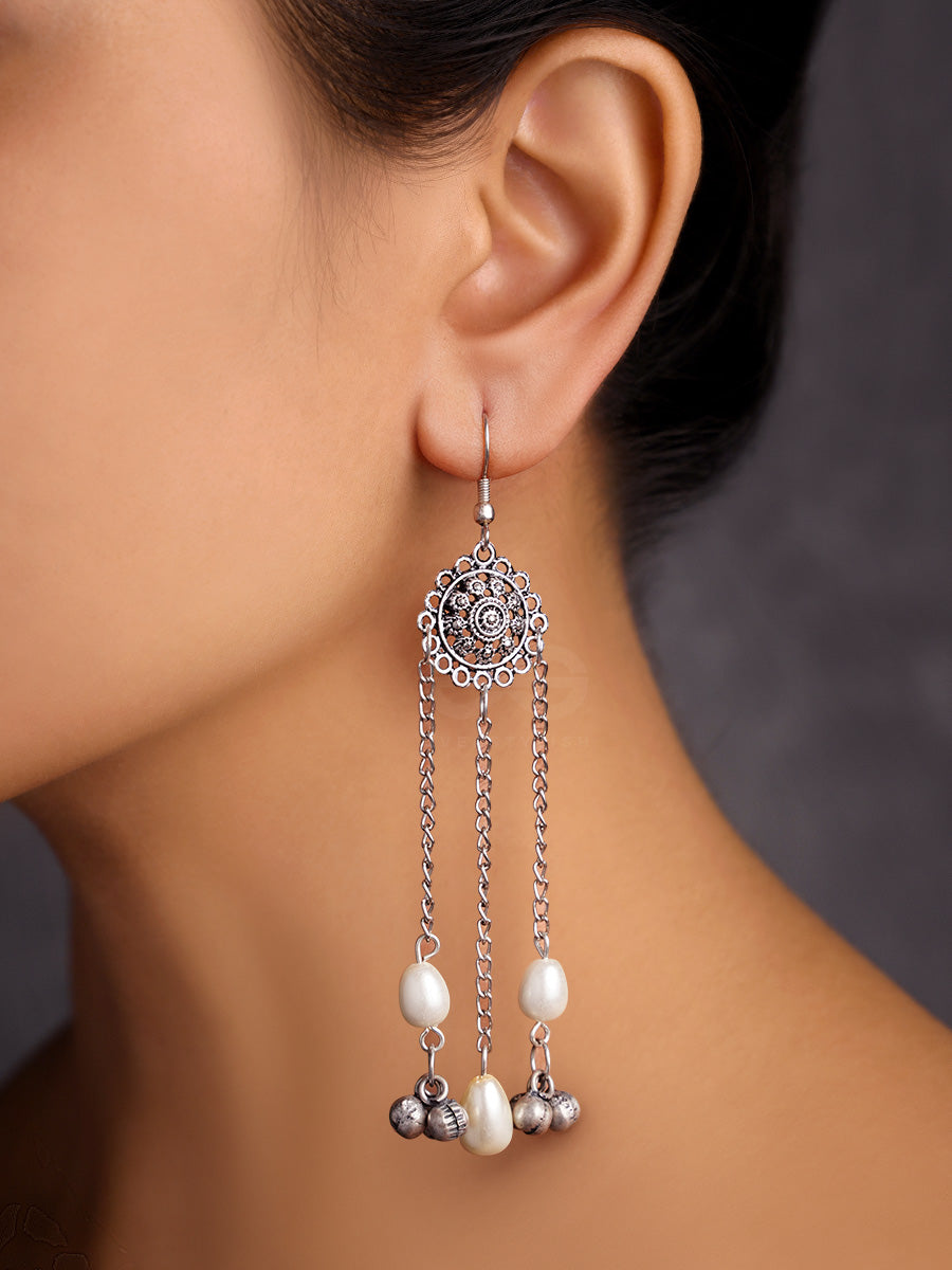 The Dark Sun- Oxidized Pearl Earrings