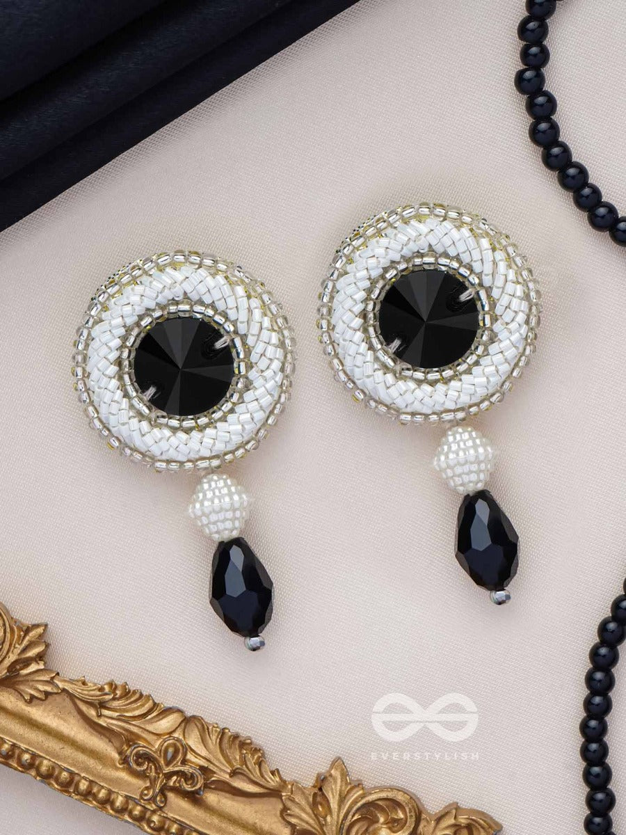 Kairavi- The Moonlight- Stones And Glass Drops Embroidered Earrings