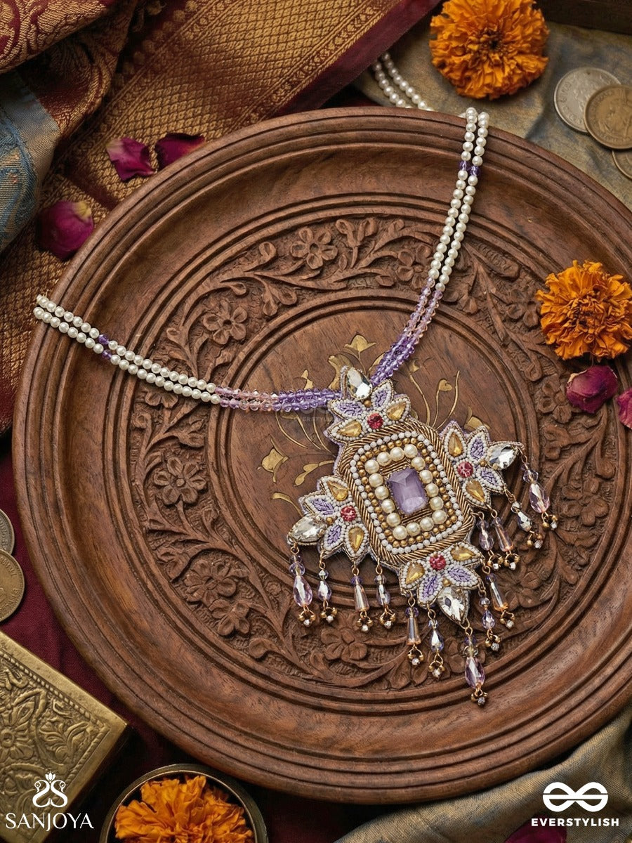 Samalya- The Decorated Diadem- Pearls, Stones And Beads Embroidered Neckpiece