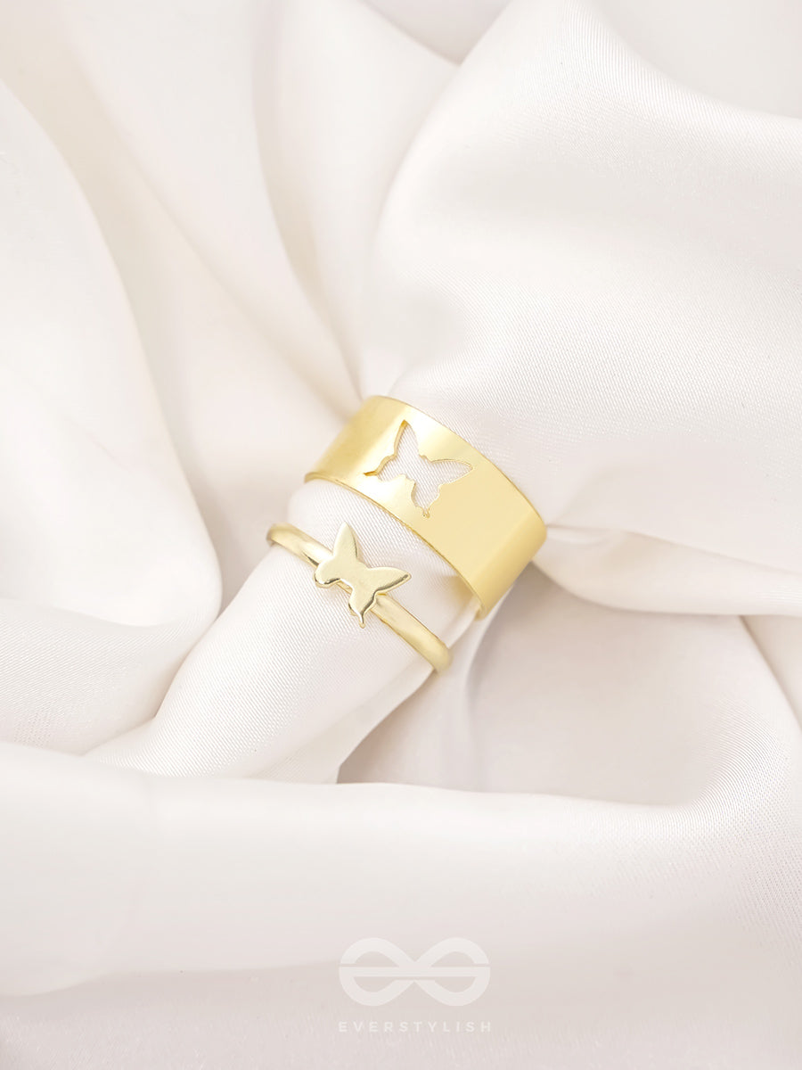The Missing Moth- Set Of Two Golden Rings