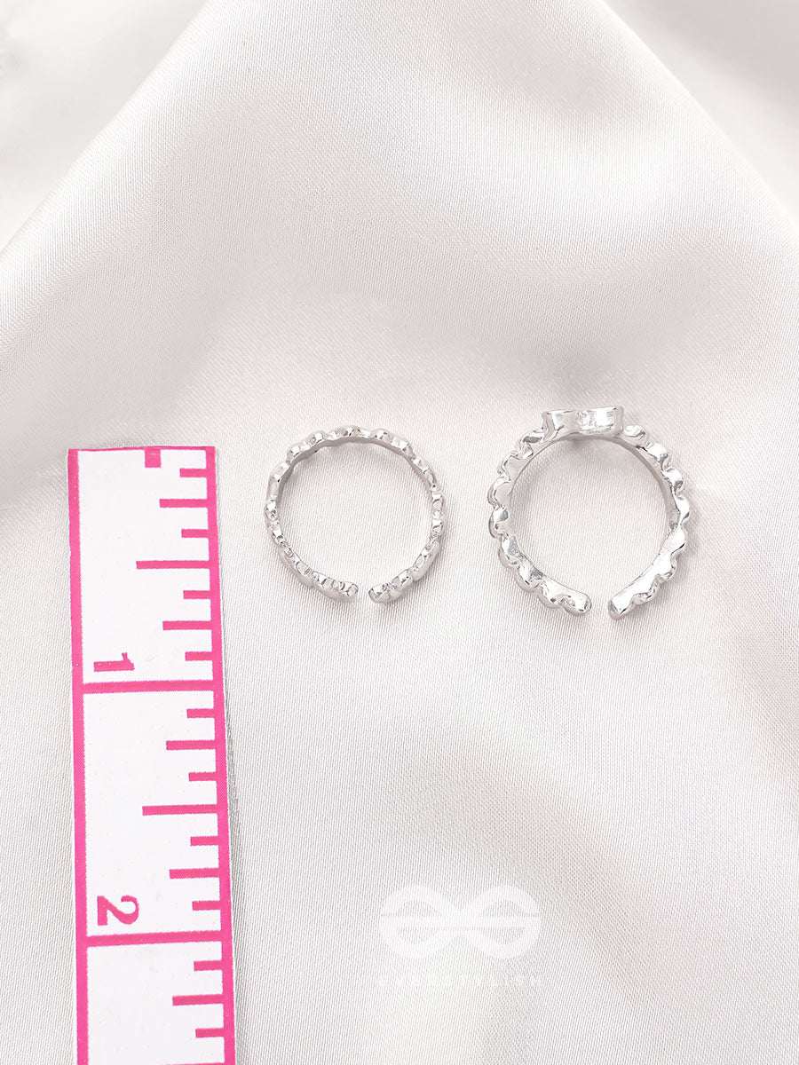 String Of Hearts- Set Of Two Silver Rings