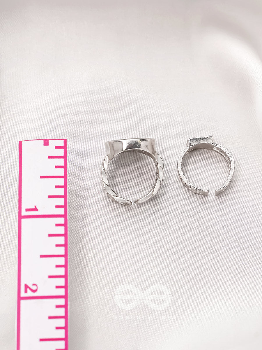 The Ebony Wonders- Set Of Two Silver Rings