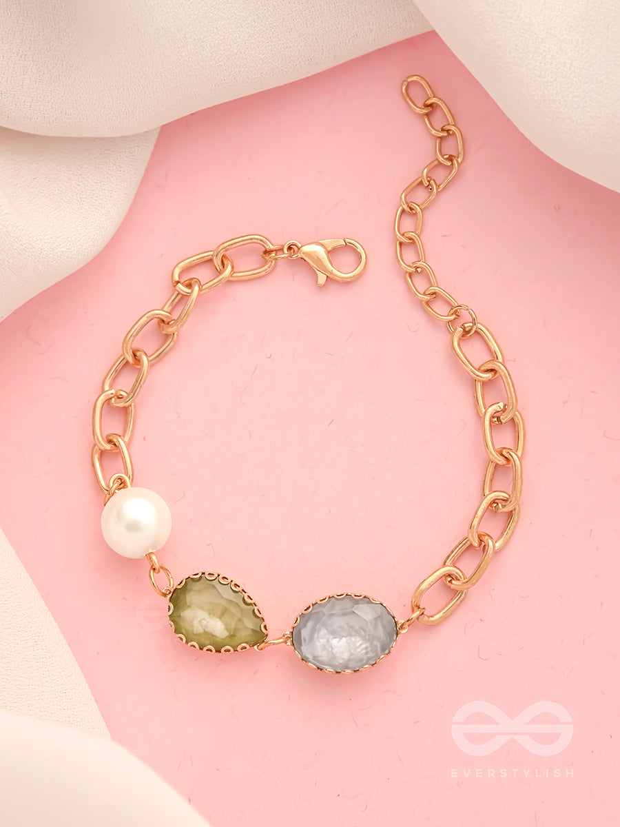 Ocean In Nutshell- Golden Embellished Bracelet