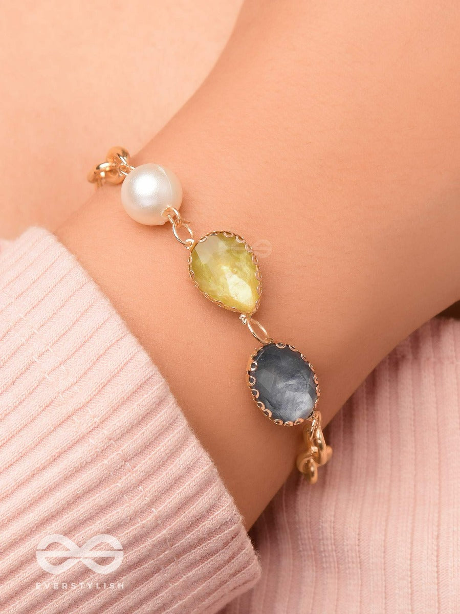 Ocean In Nutshell- Golden Embellished Bracelet