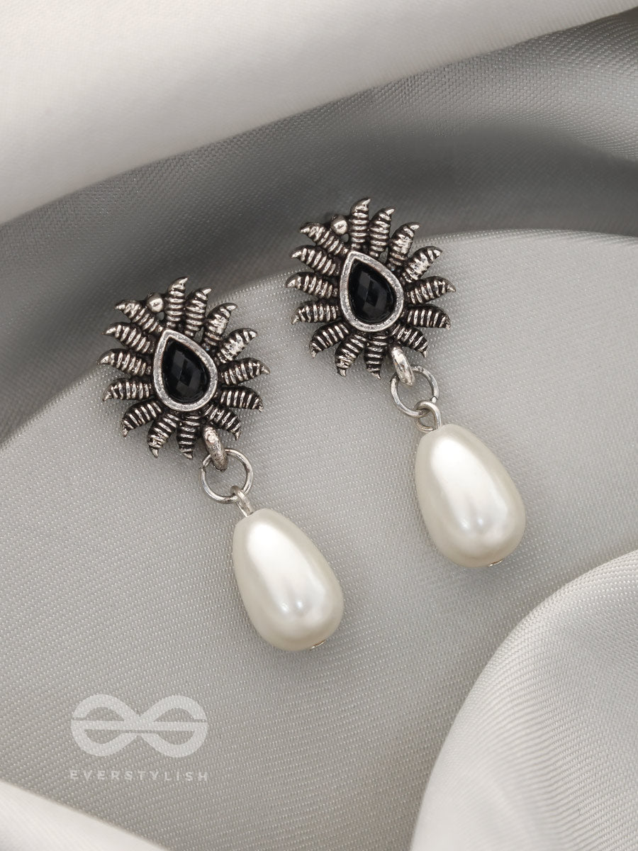Drops Of Desire- Oxidised Pearl Earrings