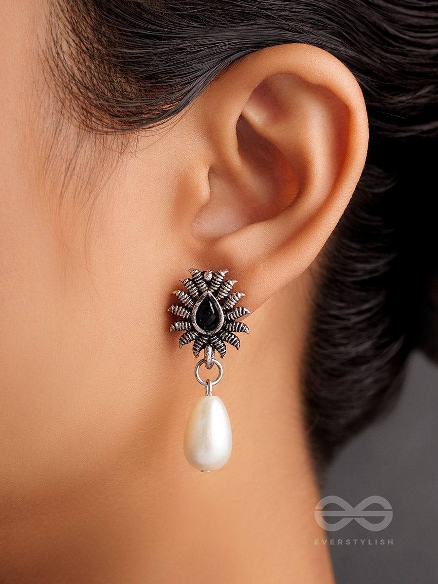 Drops Of Desire- Oxidised Pearl Earrings