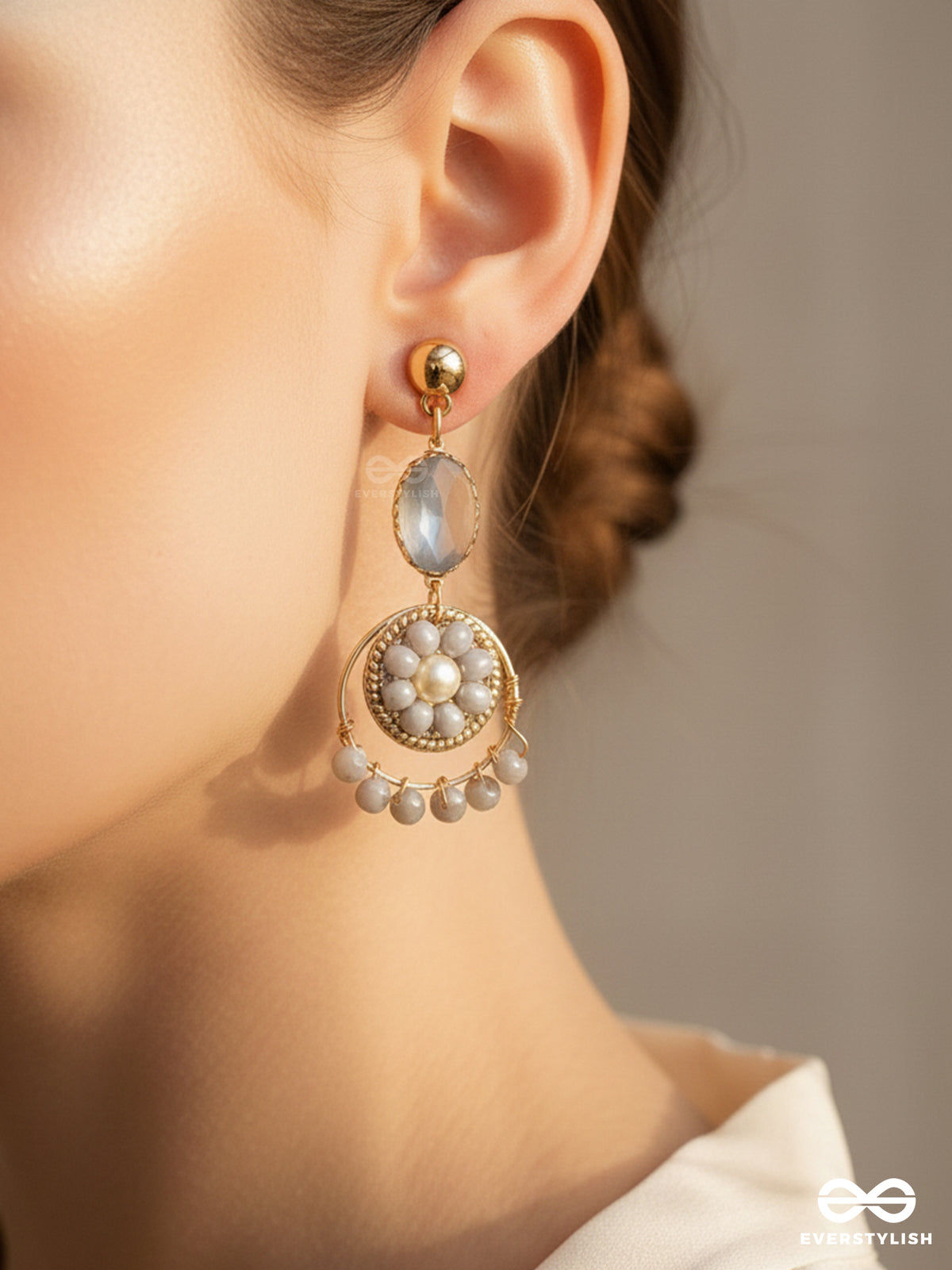 The Ashen Bloom- Golden Bead Earrings
