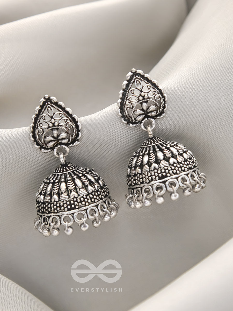 Hearts And Flowers- Brass Jhumka Earrings