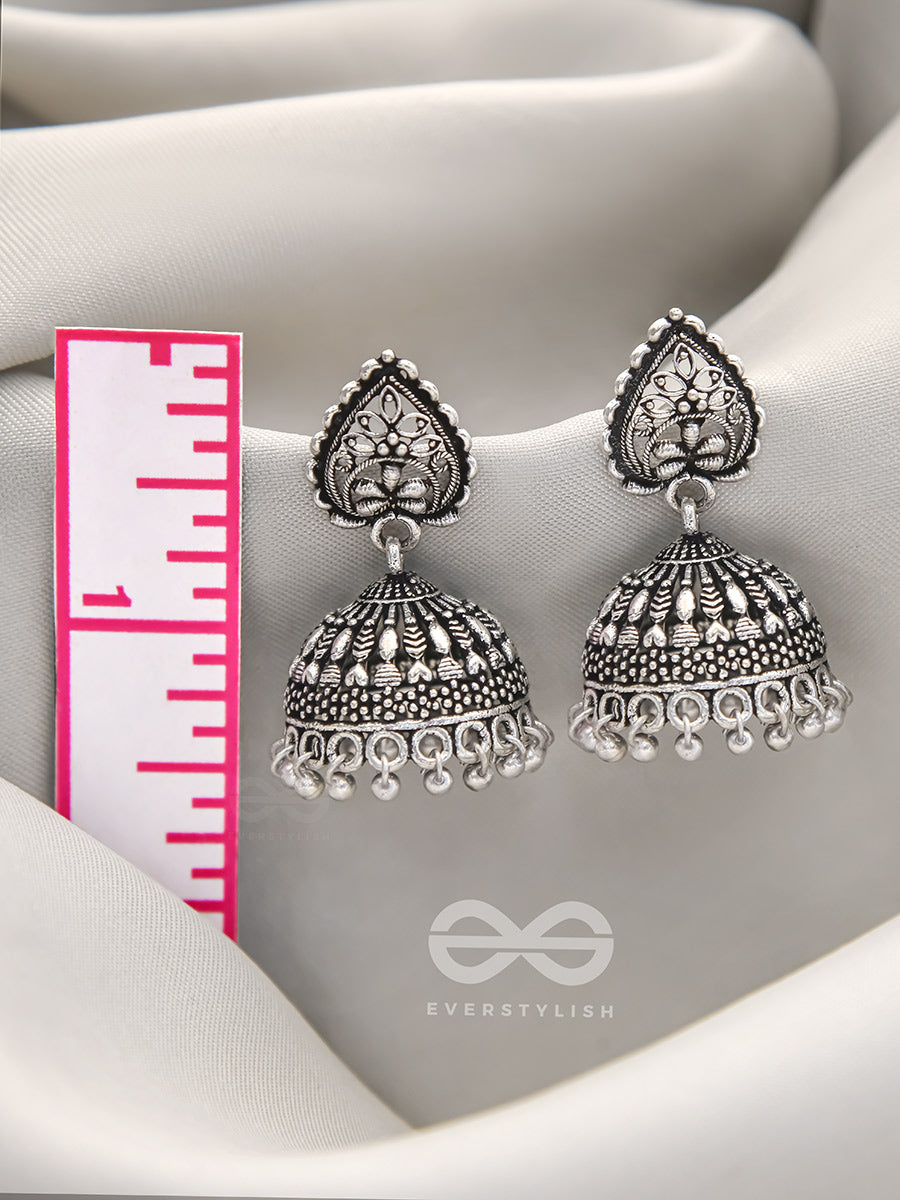 Hearts And Flowers- Brass Jhumka Earrings