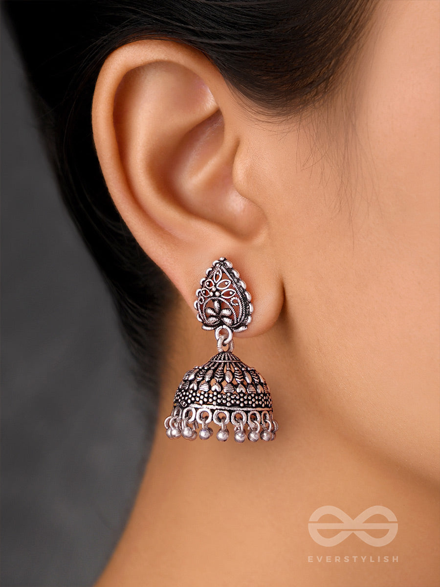 Hearts And Flowers- Brass Jhumka Earrings